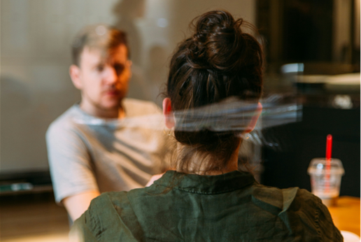 two people talking